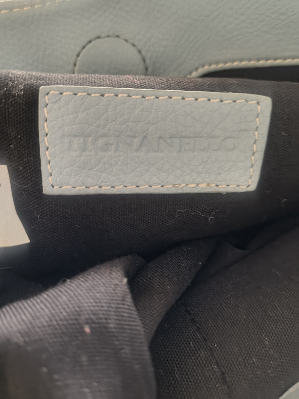 Tignanello Powder Blue Pebbled Leather Shoulder Bag with Buckle Straps - Picture 3 of 7